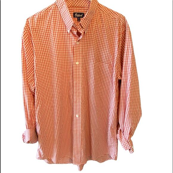 Oxford brand Mens Shirt Size Extra Large Pink Orange Red Gingham lightweight XL - Picture 1 of 8